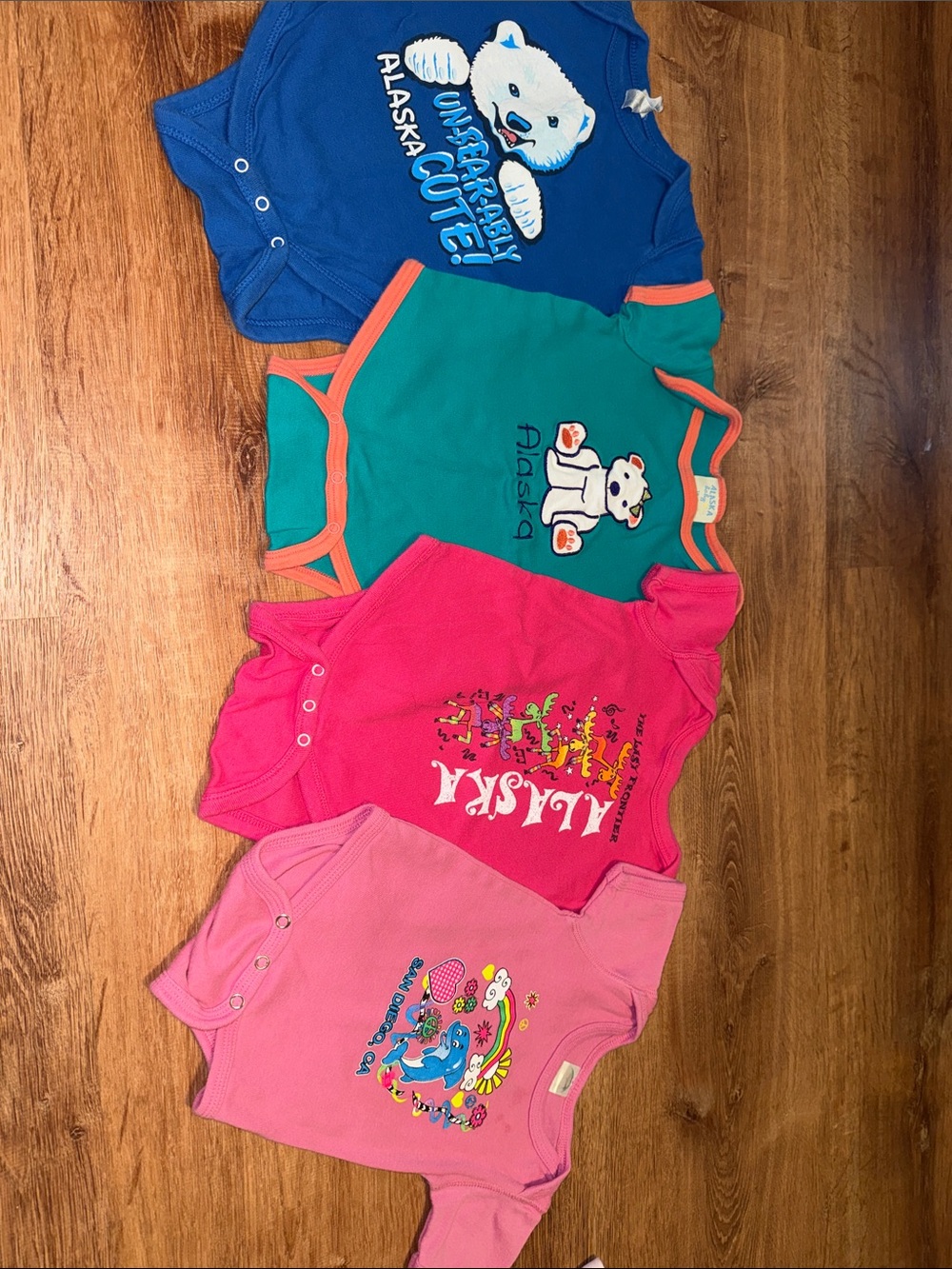 Alaska Baby Bodysuit Set - Pink, Hot Pink, Teal & Blue